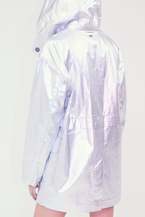 SILVER COATED COTTON PARKA WITH DETACHABLE HOOD 2