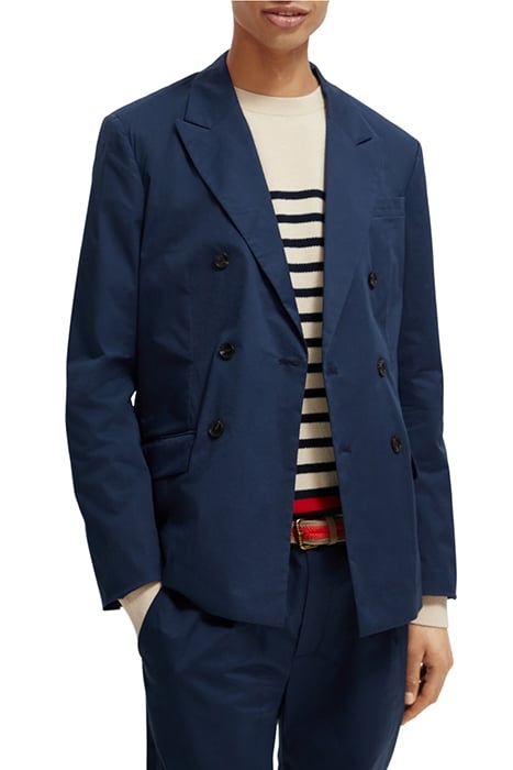 DOUBLE-BREASTED STRETCH POPLIN BLAZER STEEL 6