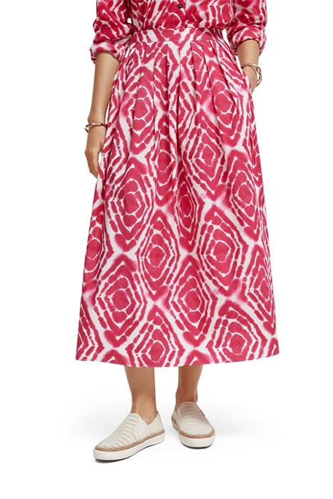 PRINTED SKIRT WITH PLEATS DISCO TIE DYE POP PINK 1