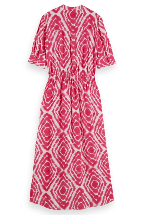 MIDI DRESS WITH HIGH LOW HEM DISCO TIE DYE POP PINK 5