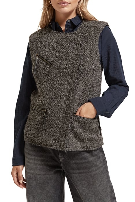 BOUCLE BIKER GILET CHARCOAL MELANGE 1