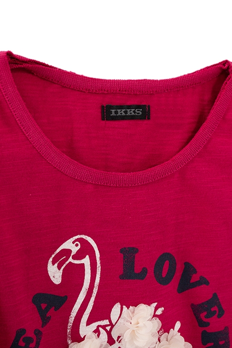 GIRLS’ FUCHSIA FLAMINGO & FLOWER ORGANIC COTTON VEST TOP 4