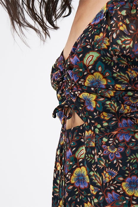 BLACK XL FLOWER PRINT DRESS, ELASTICATED SHOULDERS 7