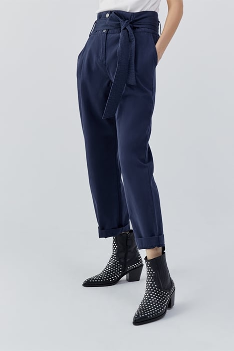 NAVY WIDE-LEG TROUSERS WITH REMOVABLE BELT 6