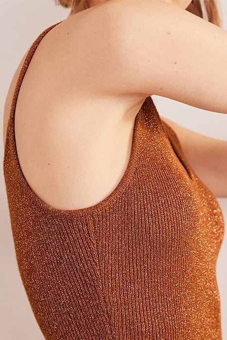 SPARKLE KNITTED MIDI DRESS COGNAC BRONZE, GOLD SPARKLE 5