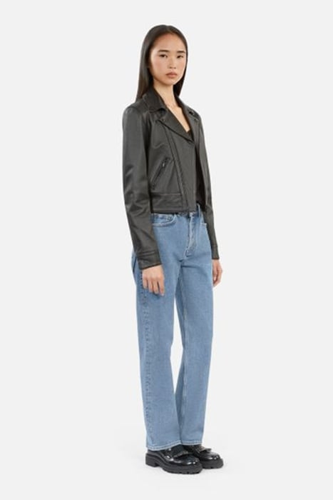 LEATHER BIKER JACKET WITH STUDS BLACK 5