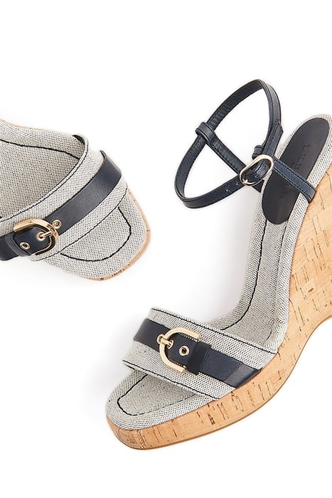 SKY CORK CANVAS WEDGE NAVY 5