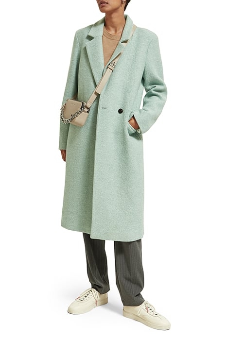 GREEN MELANGE SINGLE BREASTED BOUCLE COAT LIGHT MINT 2