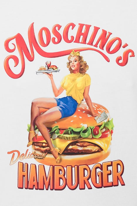 MOSCHINO'S HAMBURGER ORGANIC COTTON SWEATSHIRT WHITE 4