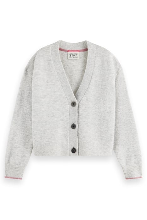 RELAXED FIT FUZZY CARDIGAN LIGHT GREY MELANGE 4
