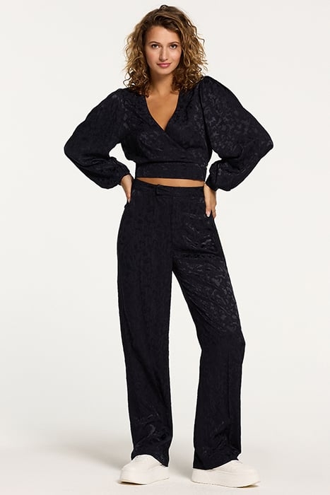 LADIES MILANO TROUSERS FOREST JAQUARD DARK NAVY BLUE 3