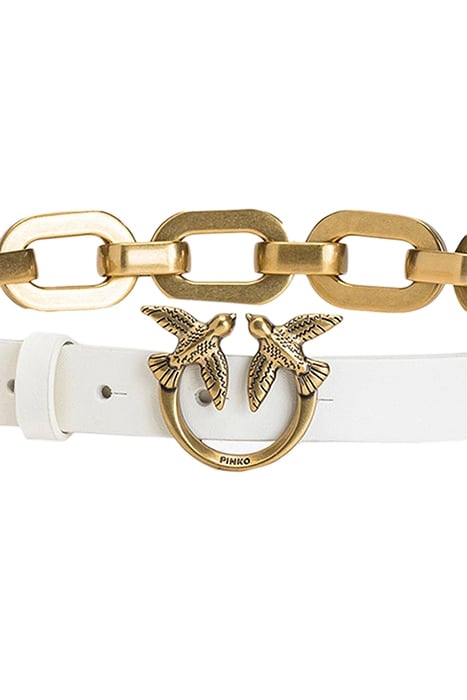LOVE DAY MACRO CHAIN H2 BELT VITELLO SETA WHITE+WHITE-ANTIQU 2