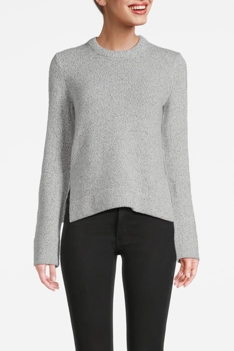 SLIT CREWNECK SWEATER IN WOOL-CASHMERE BOUCLÉ LIGHT HEATHER 1