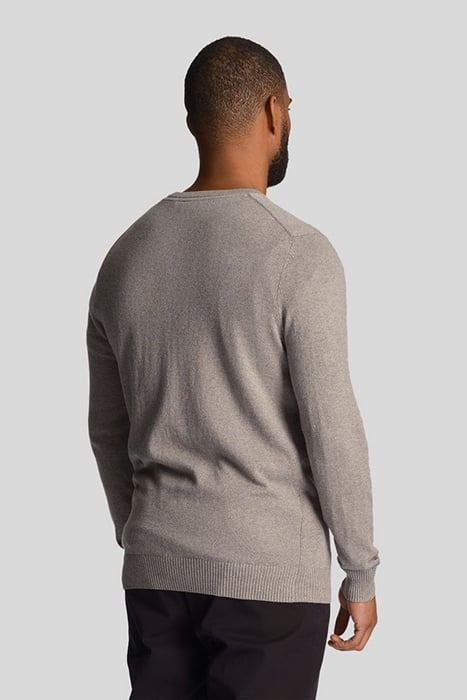 COTTON MERINO V NECK JUMPER MID GREY MARL 2