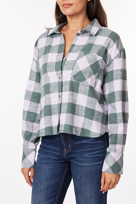 OVERSIZED CROPPED SHIRT BALSAM GREEN/ORCHID PETAL 3