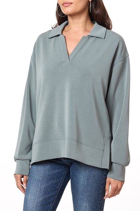 JOHNNY COLLAR SLIT HEM POPOVER BALSAM GREEN 3