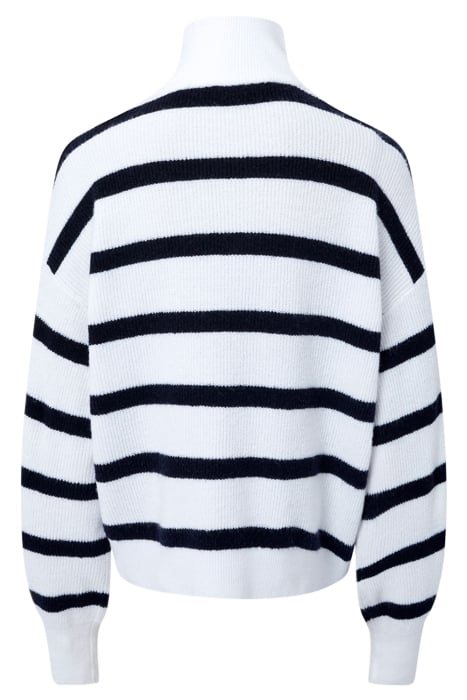 VHARI STRIPE RIB 1/2 ZIP WINTER WHT/MIDNIGHT 2