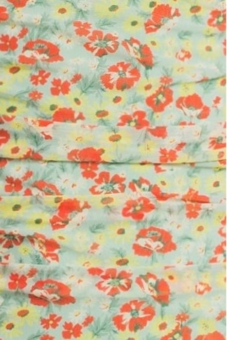 PRINTED MESH RUCHED LONG SLEEVE BLOUSE MEADOW CELADON GREEN 5