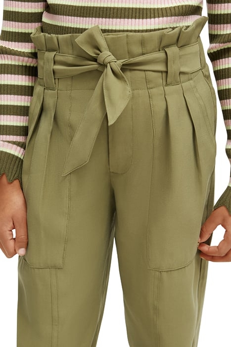GIRLS HIGH-RISE PAPER BAG PANTS MILITARY 6
