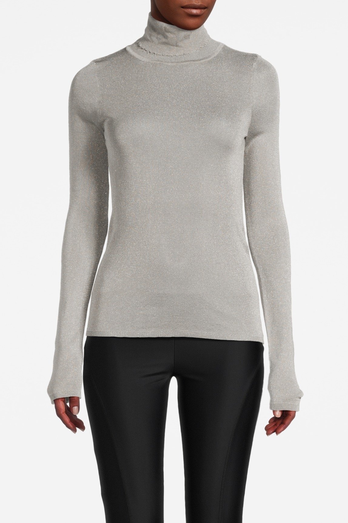 CAROLINE TURTLENECK TOP GREY LUREX 1