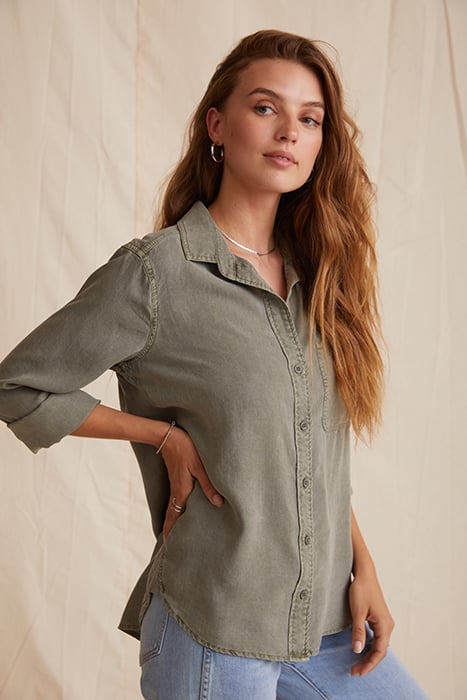 SHIRT TAIL BUTTON DOWN SOFT ARMY 4
