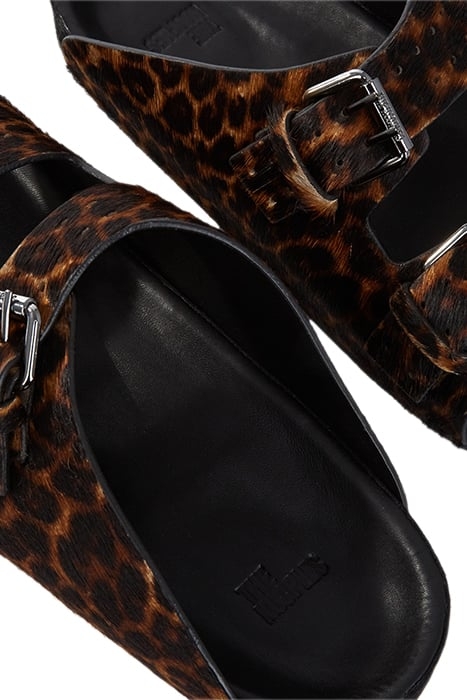 SANDALES EN CUIR ASPECT POULAIN LÉOPARD LEOPARD 4