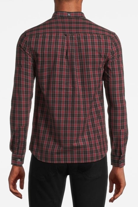 CHECK POPLIN SHIRT JET BLACK/ BURGUNDY CHECK 2