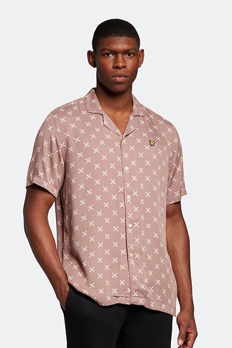 SHUTTLE PRINT REVERE COLLAR SHIRT HUTTON PINK 1