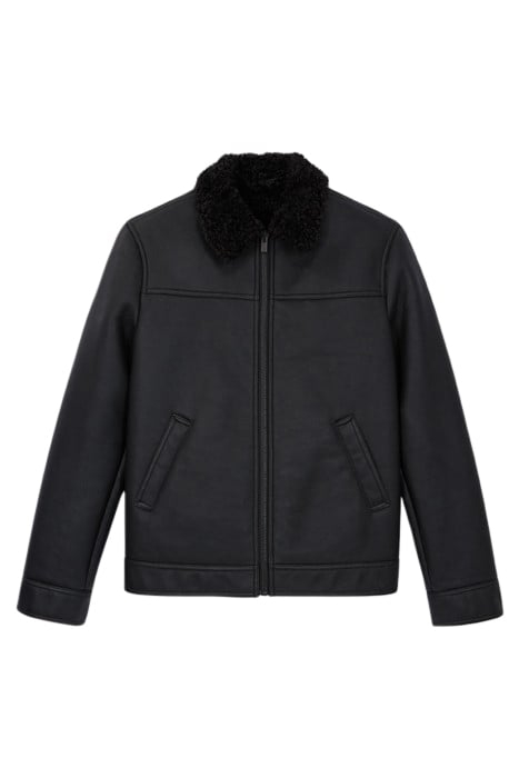 BLOUSON BIKER EN FAUSSE FOURRURE BLACK 1