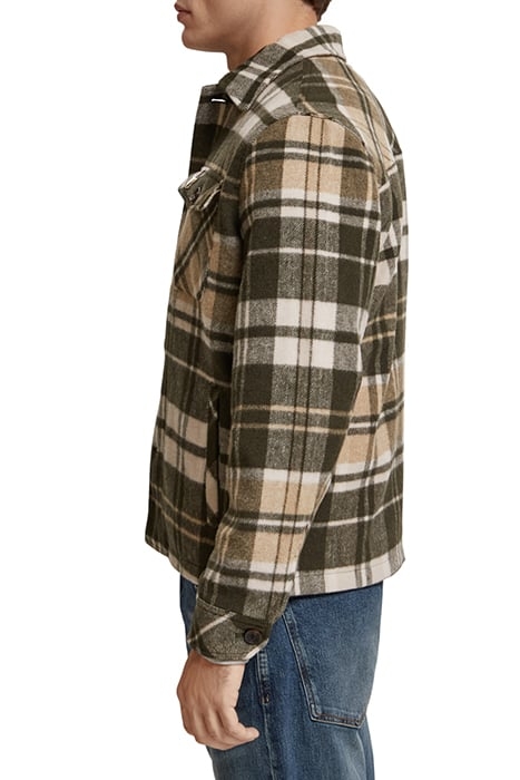 BRUSHED WOOL-BLEND CHECKED OVERSHIRT GREEN CHECK 6
