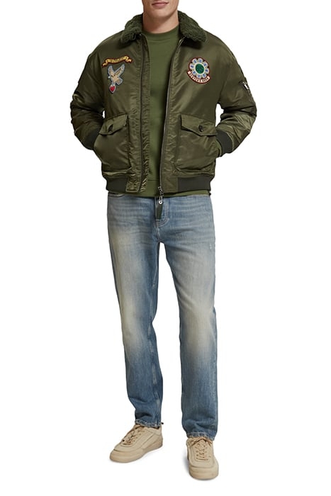 BOMBER JACKET WITH DETACHABLE TEDDY COLLAR MILITARY GREEN 3