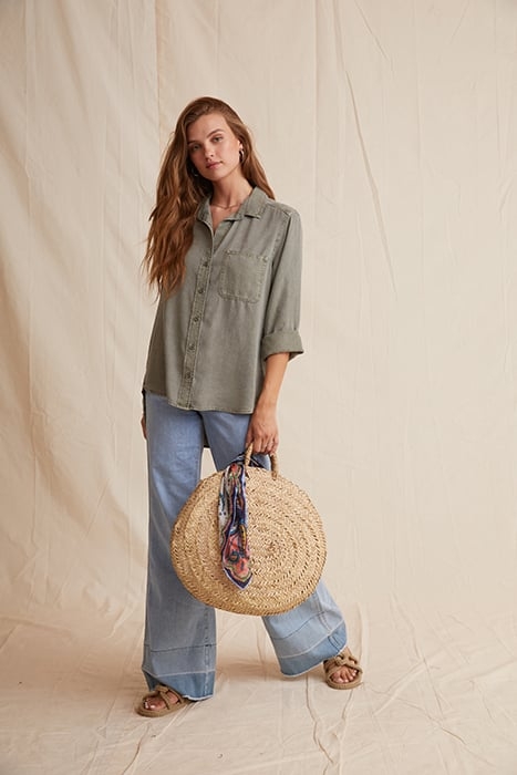 SHIRT TAIL BUTTON DOWN SOFT ARMY 3