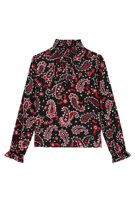 TOP EVASE A COL SMOCKE BLACK - RED 1