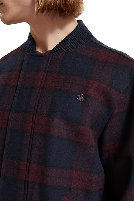 WOOL BLEND CHECK BOMBER JACKET BORDEAUX NIGHT CHECK 7