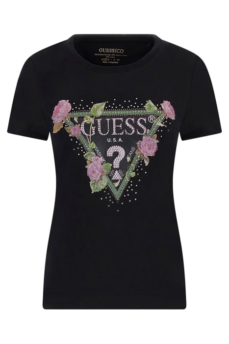 GUESS ECO SS RN FLORAL TRIANGL JET BLACK A996 4