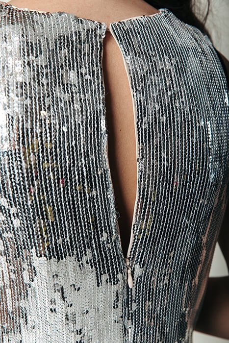 MASE SEQUINS FRINGE HALTER DRESS METALLIC SILVER 4