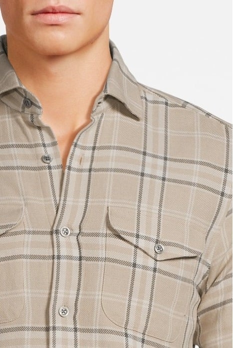 ORLANDO CHECKED BRUSHED COTTON SHIRT SAND - OUTLET PRICE 4