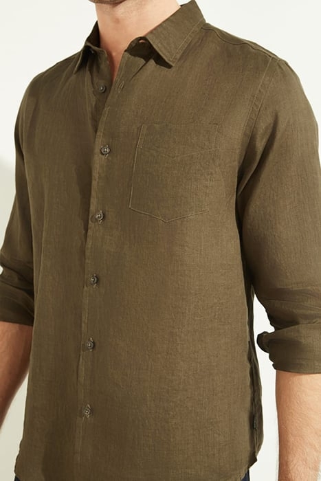 GUESS ECO LS ISLAND LINEN SHIRT GREEN CANTEEN 5