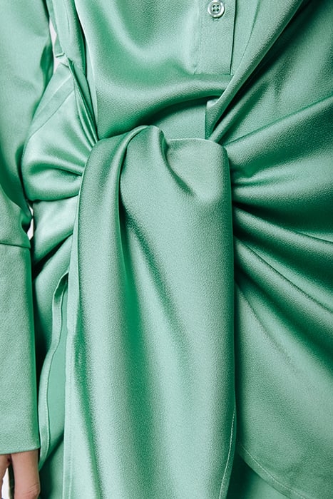METTE UNI SATIN KNOTTED SHIRT DRESS MINT 7
