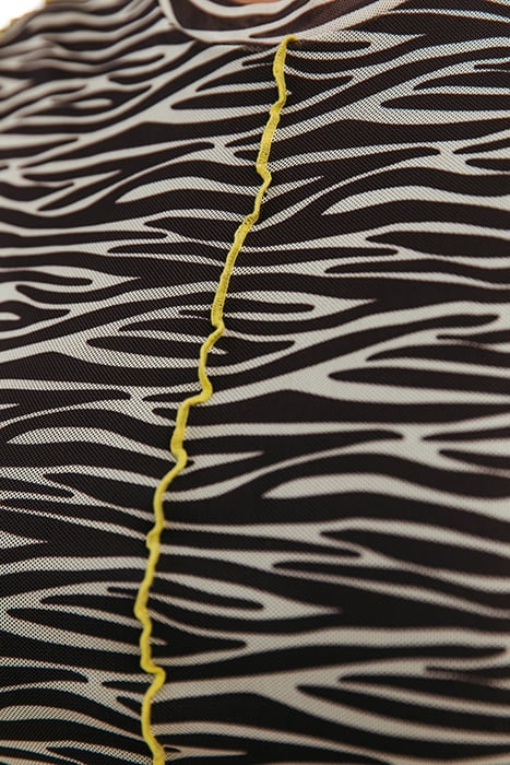 MAUDE ZEBRA OVERLOCK MESH MAXI DRESS SS DARK BROWN 4