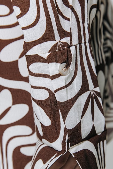 METTE RETRO FLOWER KNOTTED SHIRT DRESS BROWN 6