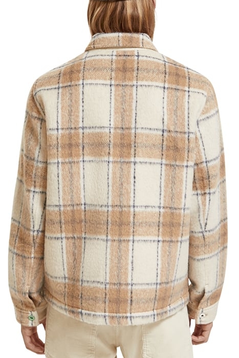 WOOL-BLEND ZIP-THRU CHECK OVERSHIRT OFFWHITE CAMEL CHECK 2