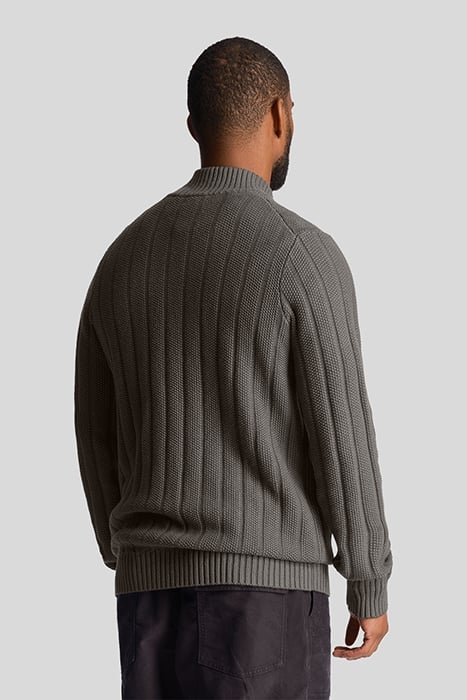 MOSS STITCH QUARTER ZIP JUMPER GUNMETAL 2