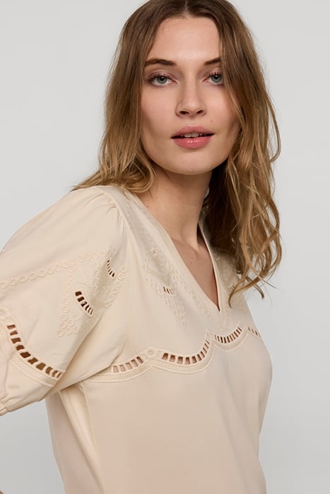 TOP SHORT SLEEVE BRODERIE ANGLAISE COMBO IVORY 4