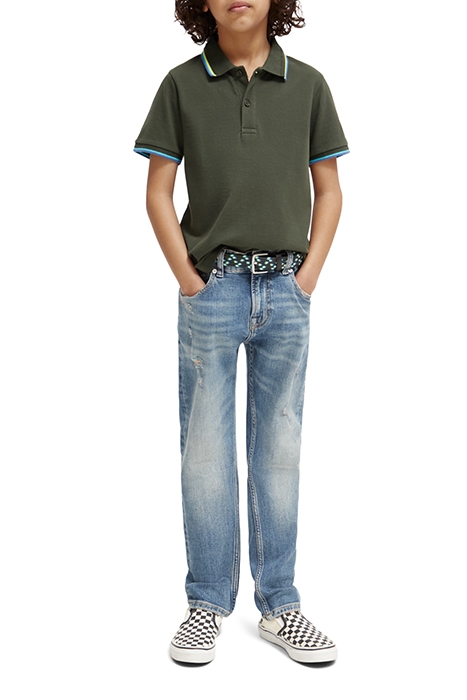 BOYS COTTON IN CONVERSION POLO WITH CONTRAST TIPPING FOREST 3