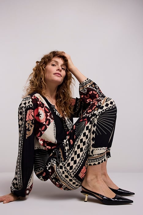 TROUSERS SCARF PRINT ELASTANE BLACK 6