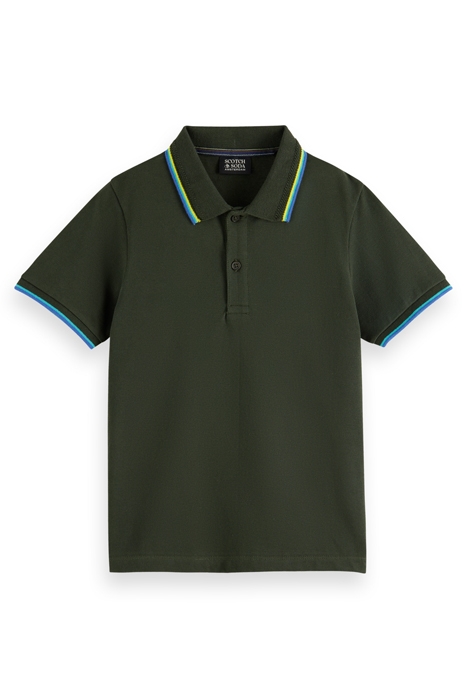 BOYS COTTON IN CONVERSION POLO WITH CONTRAST TIPPING FOREST 4