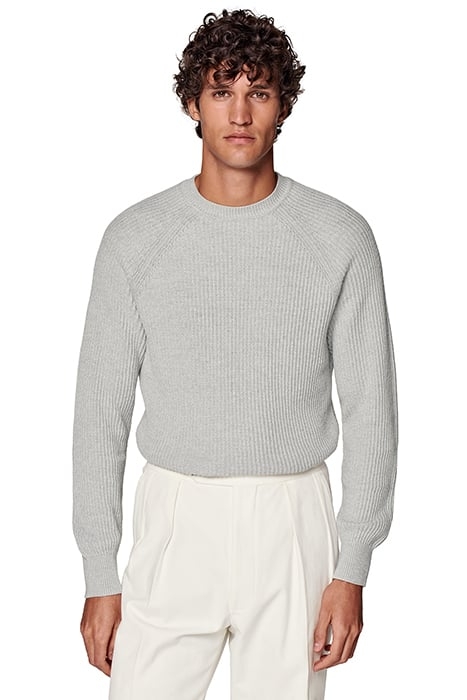 LIGHT GREY RIBBED CREWNECK LIGHT GREY 1