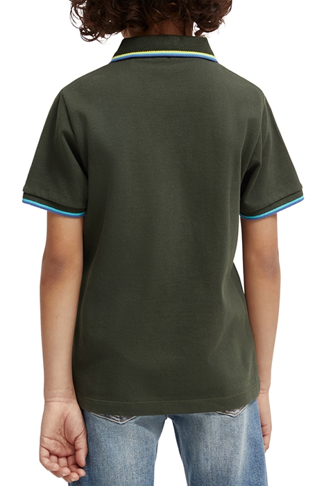 BOYS COTTON IN CONVERSION POLO WITH CONTRAST TIPPING FOREST 2