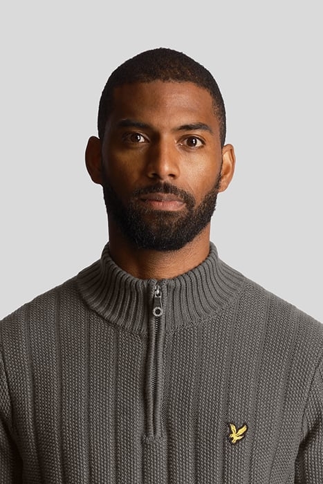 MOSS STITCH QUARTER ZIP JUMPER GUNMETAL 5